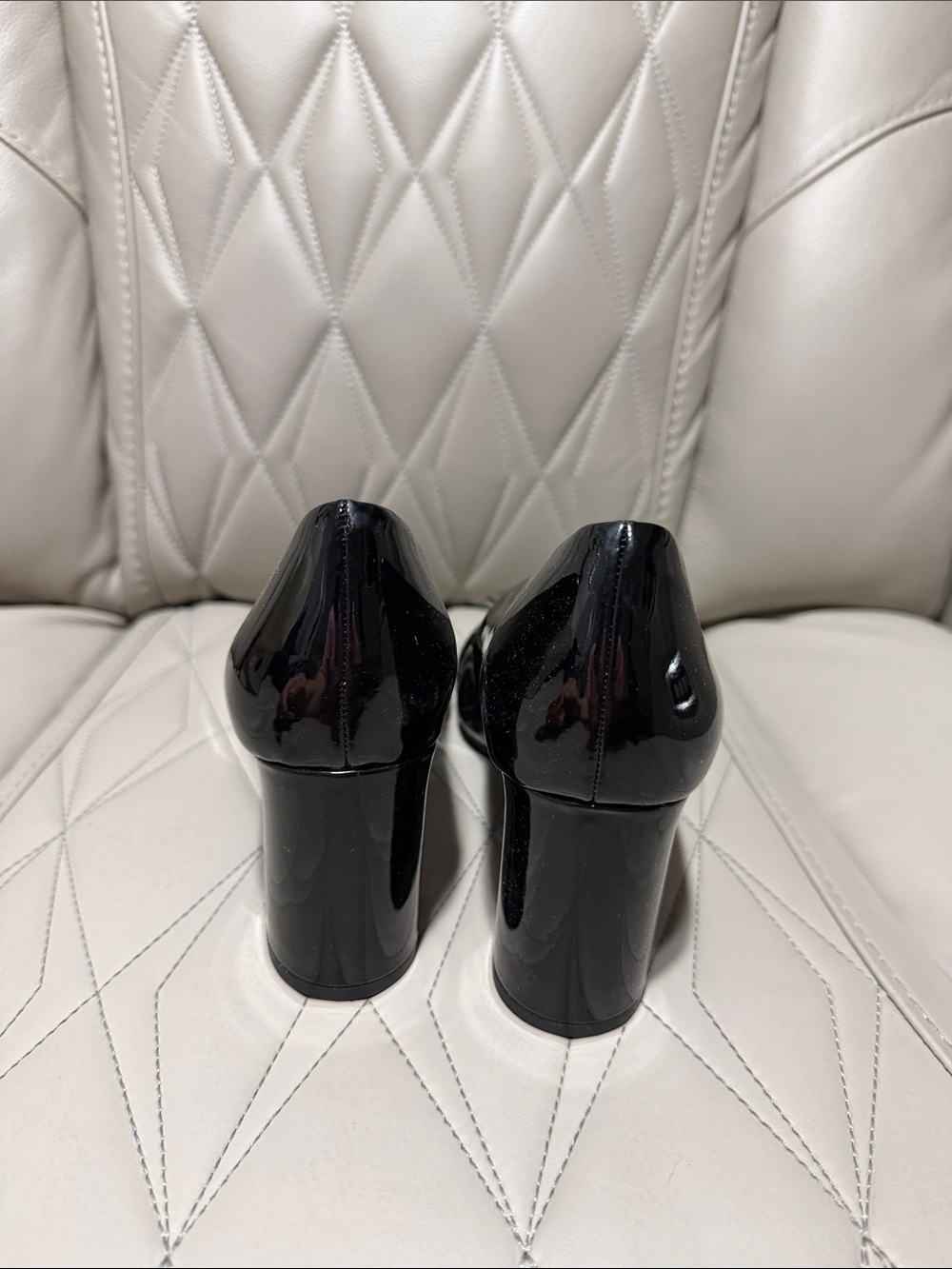 Anne Klein Black Patent Block Heel Pumps with Decorative Buckle - Picture 7 of 10
